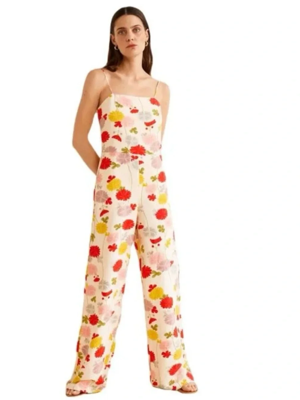 MNG Floral Linen Blend Jumpsuit NWT Sz XS Wedding Guest/Party